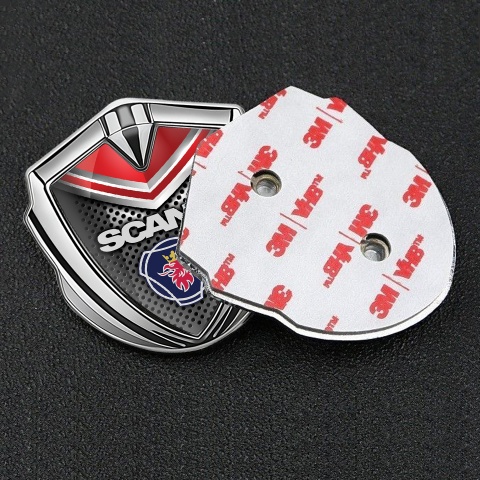 Scania Emblem Fender Badge Silver Dark Grate Red Fragment Griffon Edition