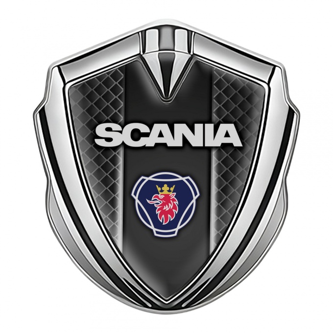 Scania Metal Emblem Self Adhesive Silver Dark Squares Griffon Logo Design