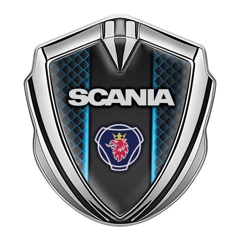 Scania Fender Emblem Badge Silver Blue Aurora Griffon Logo Motif