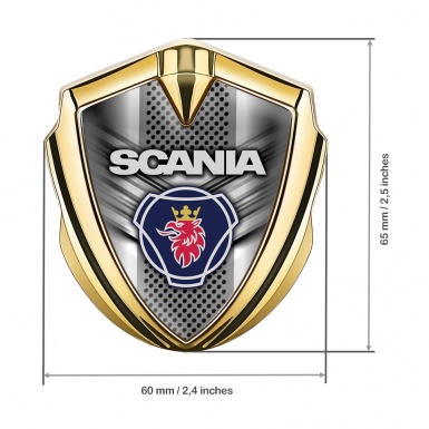 Scania Emblem Trunk Badge Gold Metal Grille Griffon Logo Variant