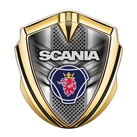 Scania Emblem Trunk Badge Gold Metal Grille Griffon Logo Variant
