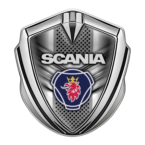 Scania Emblem Trunk Badge Silver Metal Grille Griffon Logo Variant