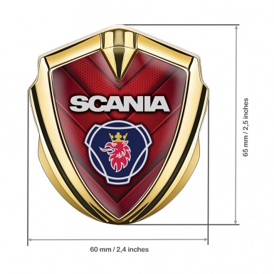 Scania Emblem Self Adhesive Gold Red Hex Fragments Griffin Logo