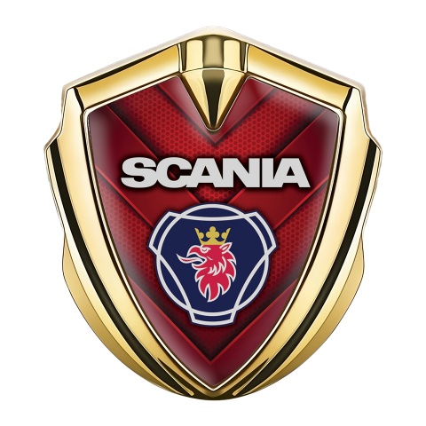 Scania Emblem Self Adhesive Gold Red Hex Fragments Griffin Logo
