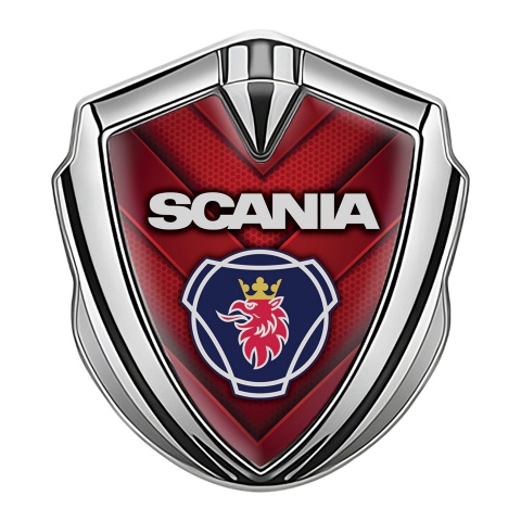 Scania Emblem Self Adhesive Silver Red Hex Fragments Griffin Logo