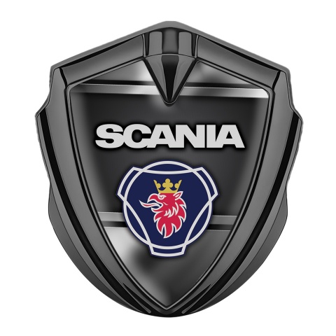Scania Emblem Badge Graphite Polished Frame Classic Griffin Logo Design