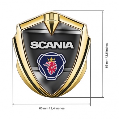 Scania Emblem Badge Gold Polished Frame Classic Griffin Logo Design