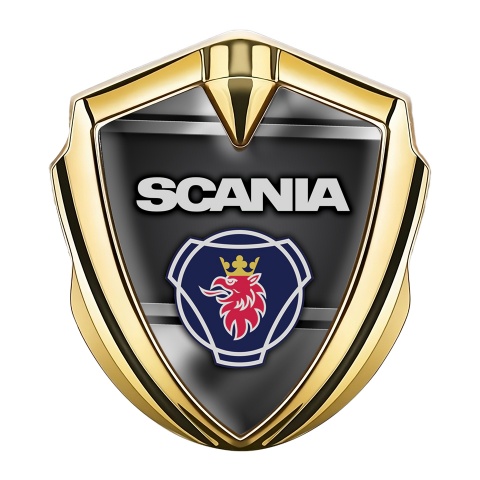Scania Emblem Badge Gold Polished Frame Classic Griffin Logo Design