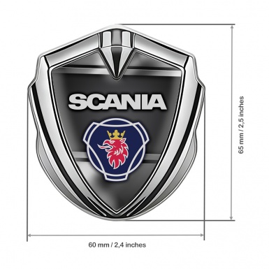 Scania Emblem Badge Silver Polished Frame Classic Griffin Logo Design