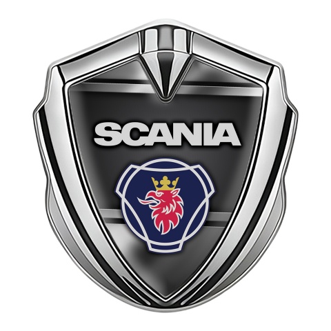 Scania Emblem Badge Silver Polished Frame Classic Griffin Logo Design