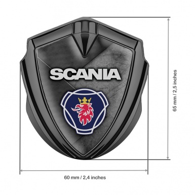 Scania Domed Emblem Graphite Scratched Stone Surface Griffin Logo Design