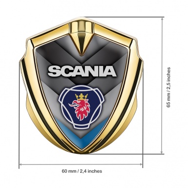 Scania Bodyside Domed Emblem Gold Blue Element Griffin Logo Variant