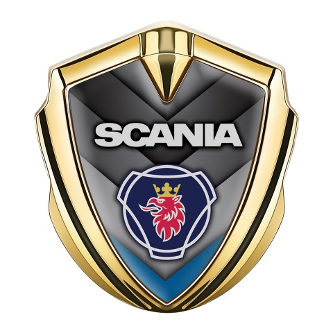 Scania Bodyside Domed Emblem Gold Blue Element Griffin Logo Variant