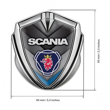 Scania Bodyside Domed Emblem Silver Blue Element Griffin Logo Variant