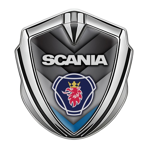 Scania Bodyside Domed Emblem Silver Blue Element Griffin Logo Variant