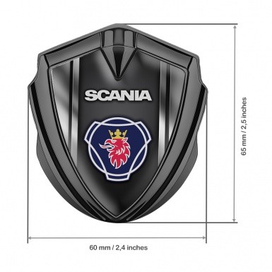 Scania Metal Domed Emblem Graphite Black Base Metallic Frame Griffin Crest
