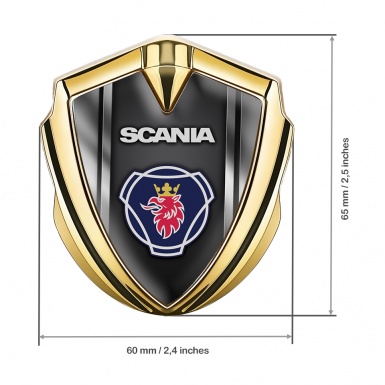 Scania Metal Domed Emblem Gold Black Base Metallic Frame Griffin Crest