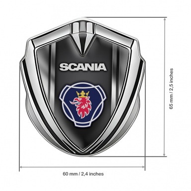 Scania Metal Domed Emblem Silver Black Base Metallic Frame Griffin Crest