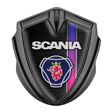 Scania Badge Self Adhesive Graphite Black Carbon Purple Stripe Griffin Logo