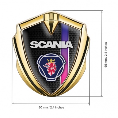 Scania Badge Self Adhesive Gold Black Carbon Purple Stripe Griffin Logo