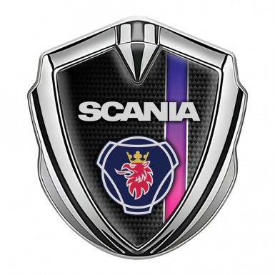 Scania Badge Self Adhesive Silver Black Carbon Purple Stripe Griffin Logo