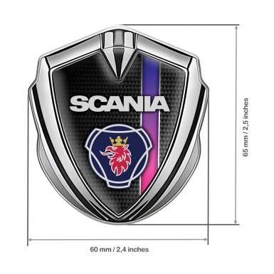 Scania Badge Self Adhesive Silver Black Carbon Purple Stripe Griffin Logo