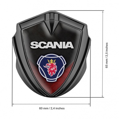 Scania Emblem Badge Self Adhesive Graphite Red Scratched Classic Logo