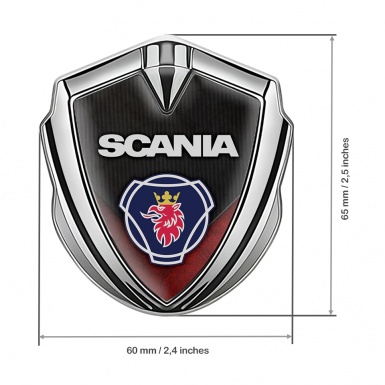 Scania Emblem Badge Self Adhesive Silver Red Scratched Classic Logo
