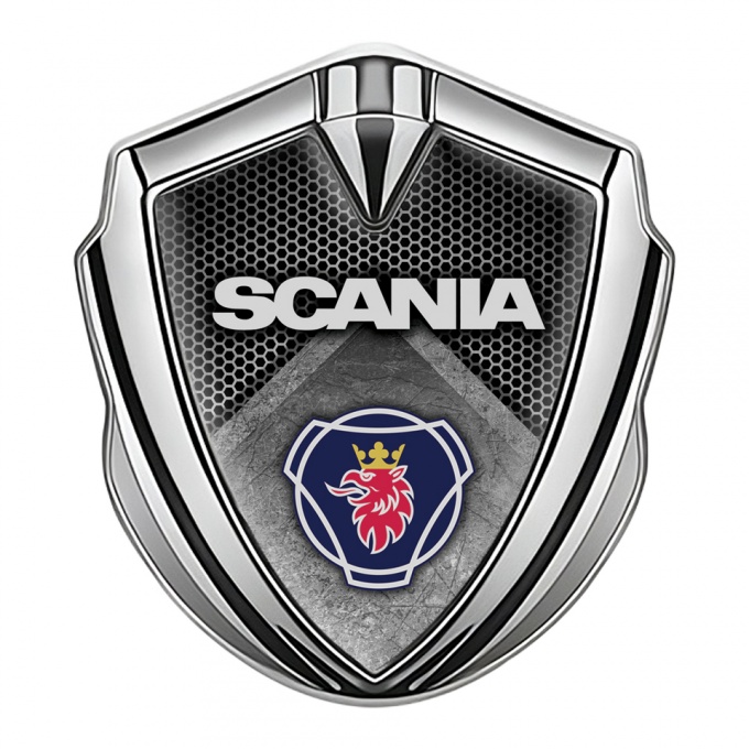 Scania Metal Emblem Self Adhesive Silver Stone Slab Griffin Logo