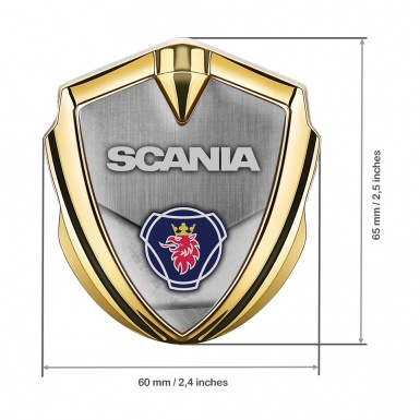 Scania Fender Emblem Badge Gold Gravel Texture Blue Griffin Logo