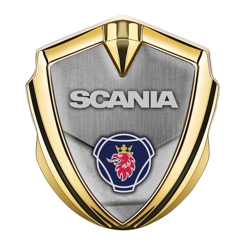 Scania Fender Emblem Badge Gold Gravel Texture Blue Griffin Logo