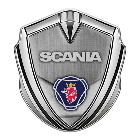 Scania  Fender Emblem Badge Silver Gravel Texture Blue Griffin Logo