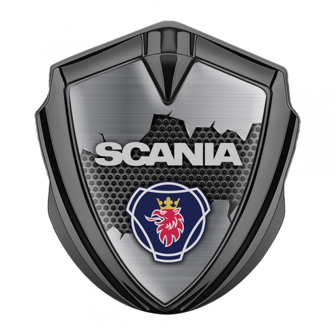 Scania Emblem Trunk Badge Graphite Torn Metal Effect Griffin Symbol Edition