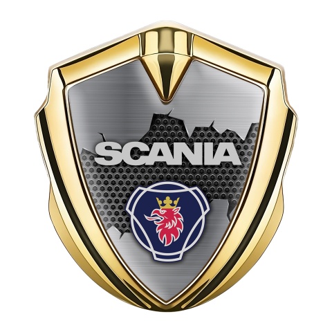 Scania Emblem Trunk Badge Gold Torn Metal Effect Griffin Symbol Edition
