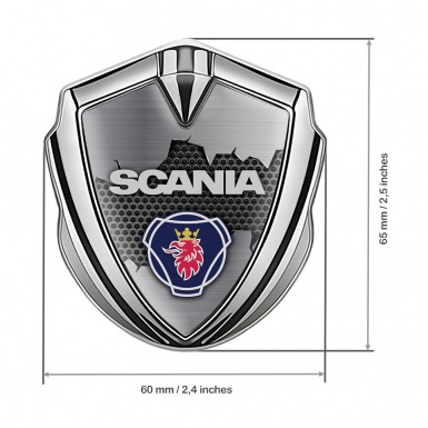 Scania Emblem Trunk Badge Silver Torn Metal Effect Griffin Symbol Edition