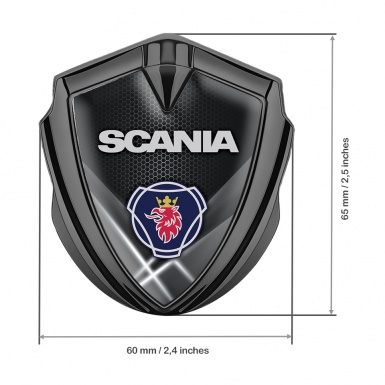 Scania Emblem Badge Graphite White Hex Light Beams Griffin Symbol Design