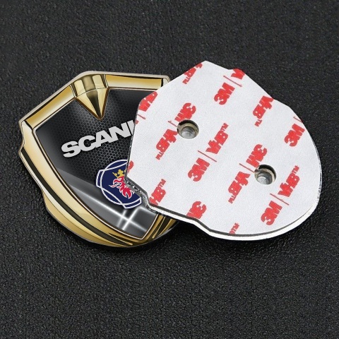 Scania Emblem Badge Gold White Hex Light Beams Griffin Symbol Design