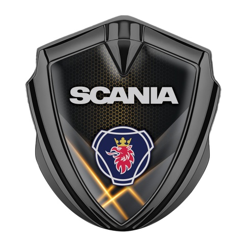Scania Domed Emblem Graphite Orange Hex Effect Griffin Symbol Design