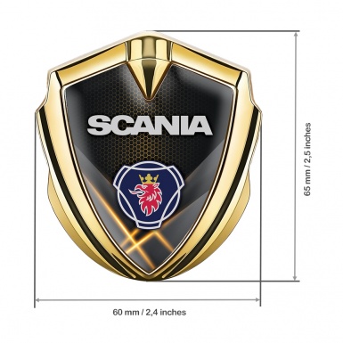 Scania Domed Emblem Gold Orange Hex Effect Griffin Symbol Design