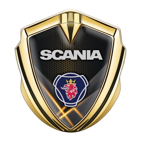 Scania Domed Emblem Gold Orange Hex Effect Griffin Symbol Design