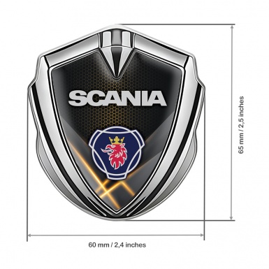 Scania Domed Emblem Silver Orange Hex Effect Griffin Symbol Design