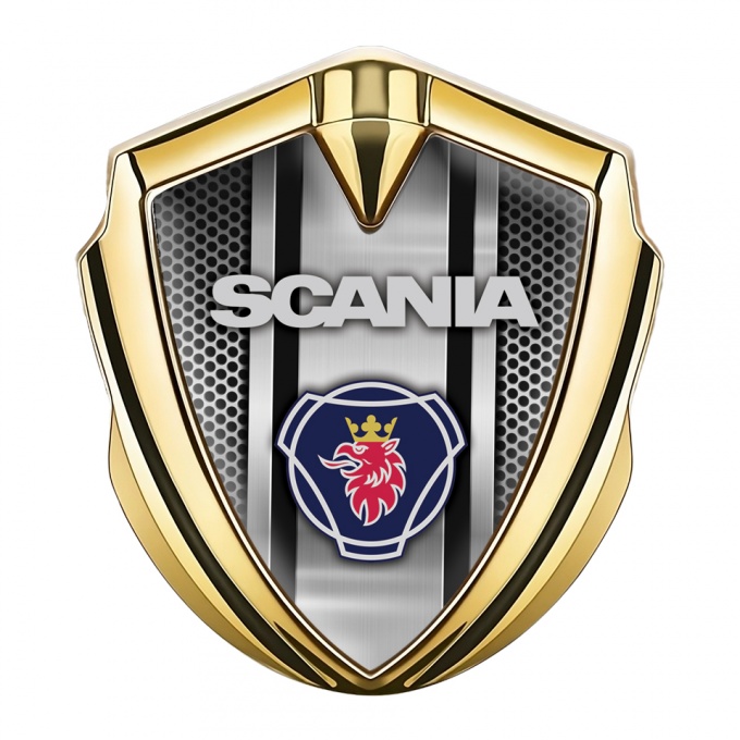 Scania Bodyside Domed Emblem Gold Metal Frame Griffin Logo Edition