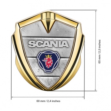 Scania Metal Domed Emblem Gold Stone Surface Classic Griffin Logo