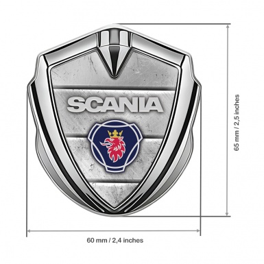 Scania Metal Domed Emblem Silver Stone Surface Classic Griffin Logo