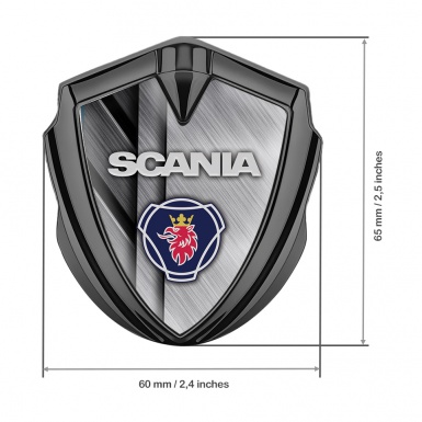 Scania Badge Self Adhesive Graphite Brushed Alloy Griffin Logo Edition