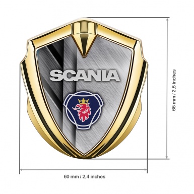Scania Badge Self Adhesive Gold Brushed Alloy Griffin Logo Edition