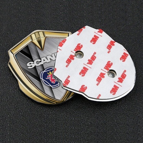 Scania Badge Self Adhesive Gold Brushed Alloy Griffin Logo Edition