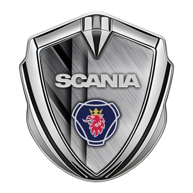 Scania Badge Self Adhesive Silver Brushed Alloy Griffin Logo Edition