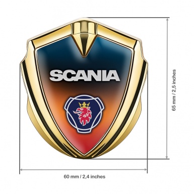 Scania Emblem Badge Self Adhesive Gold Color Gradient Classic Logo