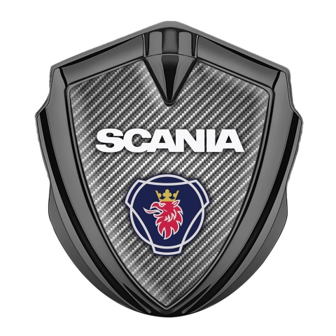 Scania Metal Emblem Self Adhesive Graphite Light Carbon Blue Griffin Logo